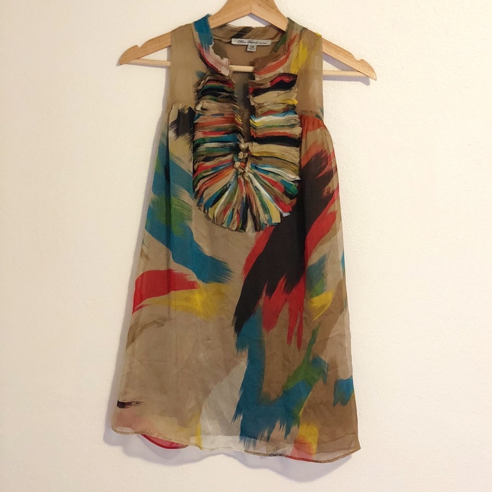 Blue Tassel sleeveless blouse (XS)